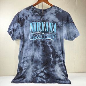 Nirvana Nevermind Wavy Logo Graphic Cloud Tie Dye Tee Shirt Sz XL